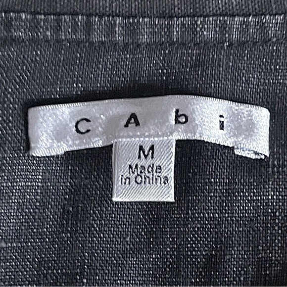 Cabi Moto Jacket M Charcoal Gray Waxed 100% Linen Ruffle Lapel Fitted Blazer - Picture 7 of 10